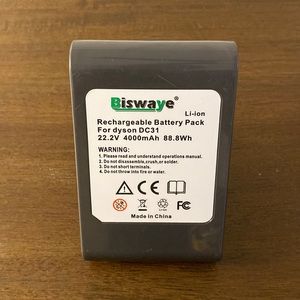 Biswaye Rechargeable Battery Pack for Dyson DC31 22.2V 4000mAh 88.8Wh Untested